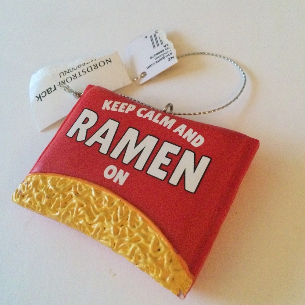 KEEP CALM AND RAMEN ON CHRISTMAS ORNAMENT NWT